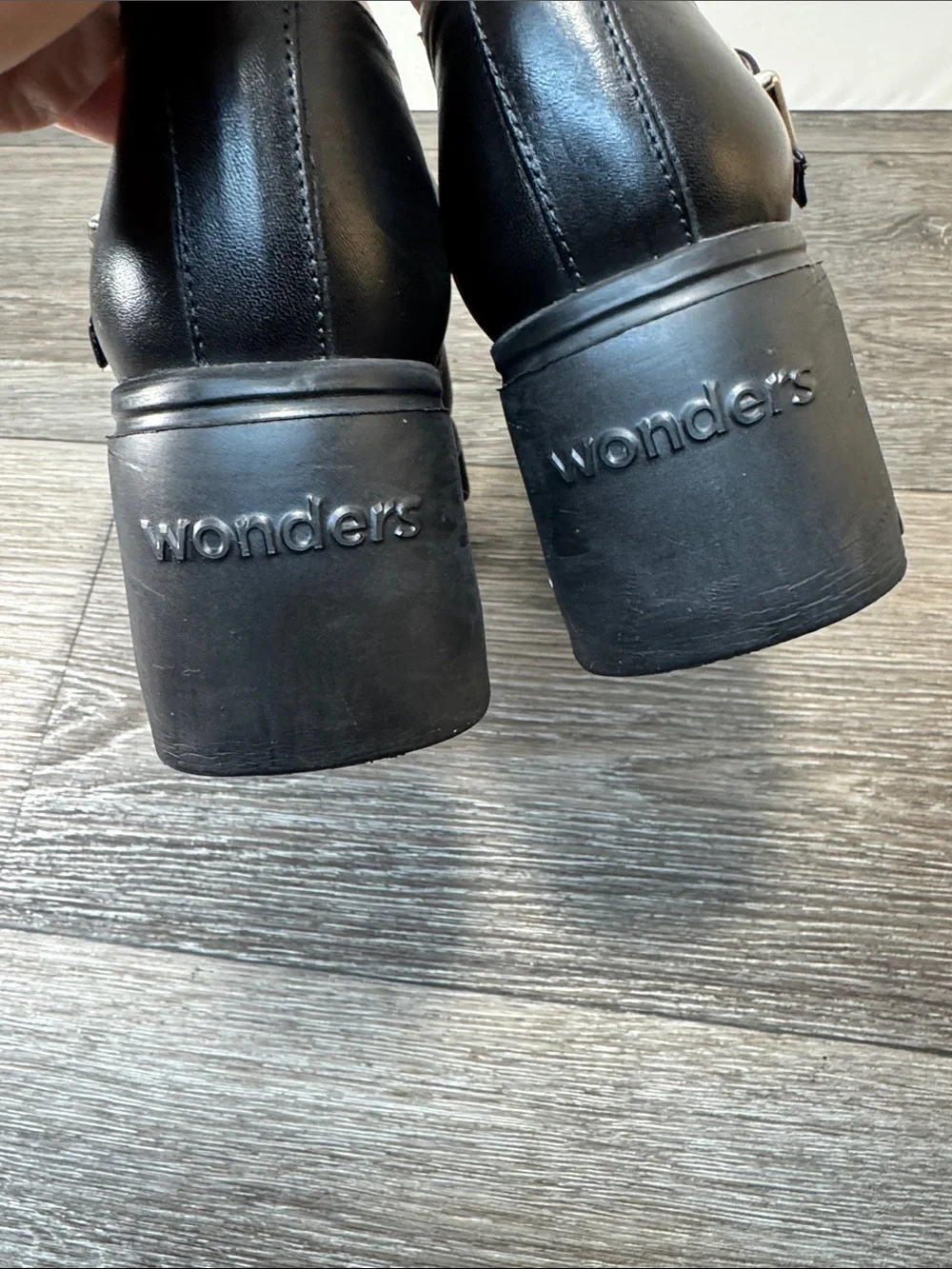 Wonders Chunky Black Leather Mary Jane Platform Shoes woman’s 38 (h20)